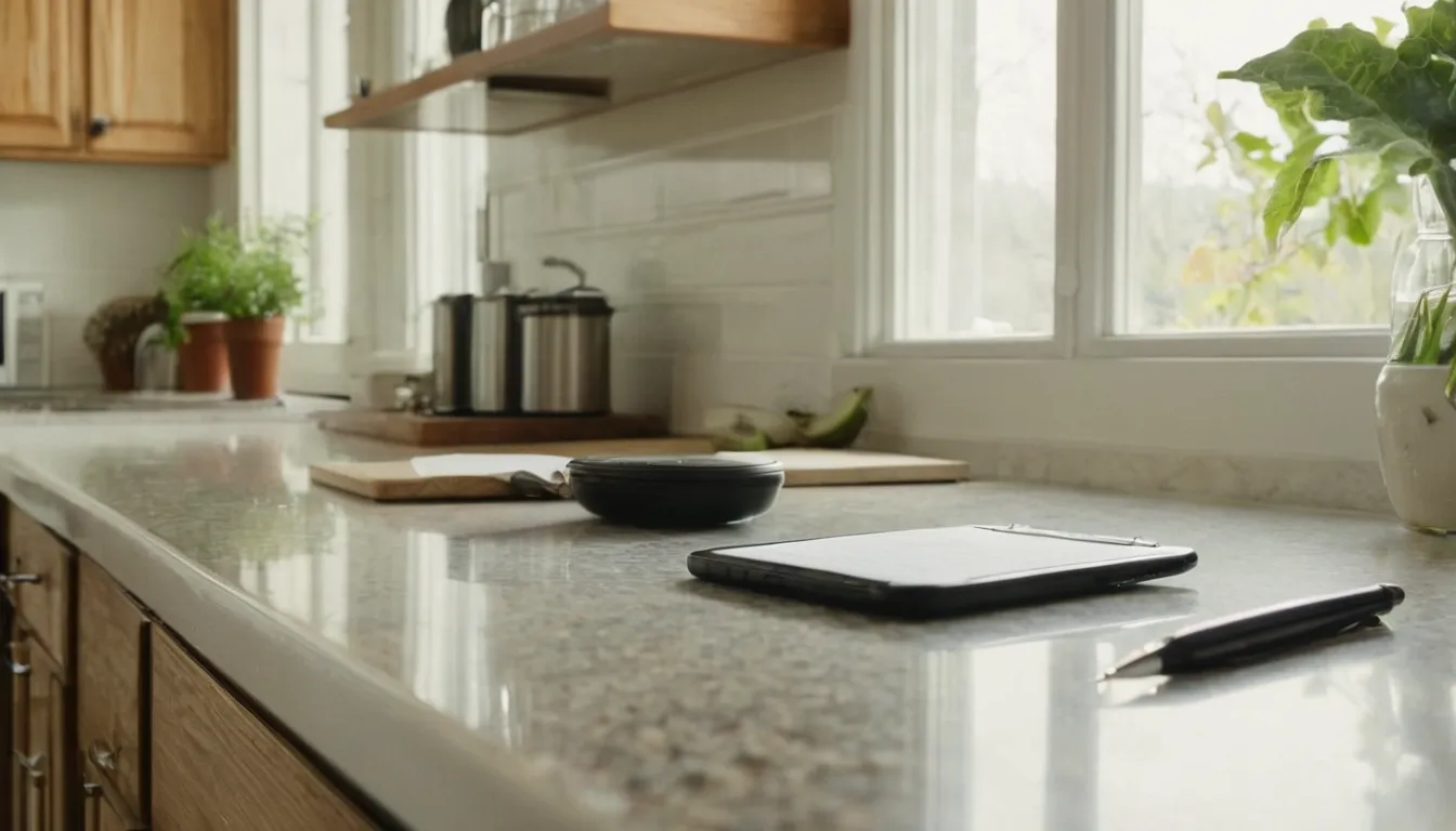 A homeowner jotting notes on a checklist in a Missouri City kitchen